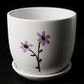 Purple Daisy Ceramic Planter with Tray