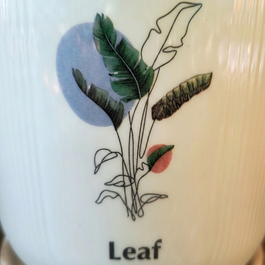 Leaf Botanical Ceramic Planter with Tray